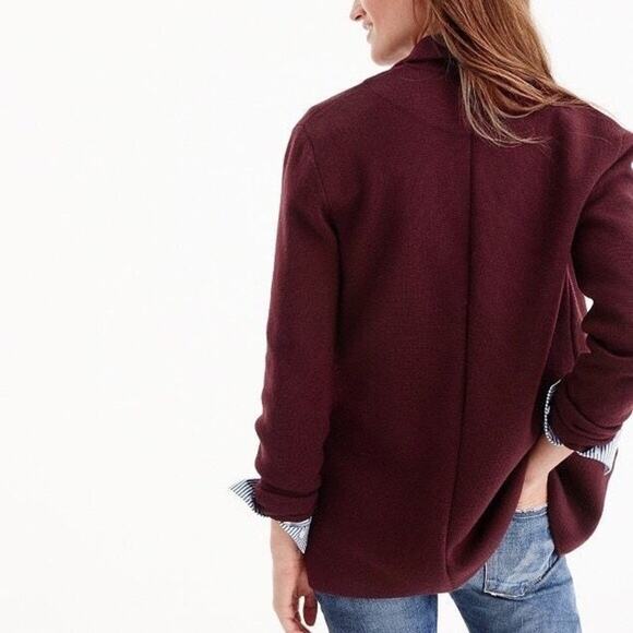 J. Crew Merino Wool Sweater Blazer Burgundy - Picture 2 of 9